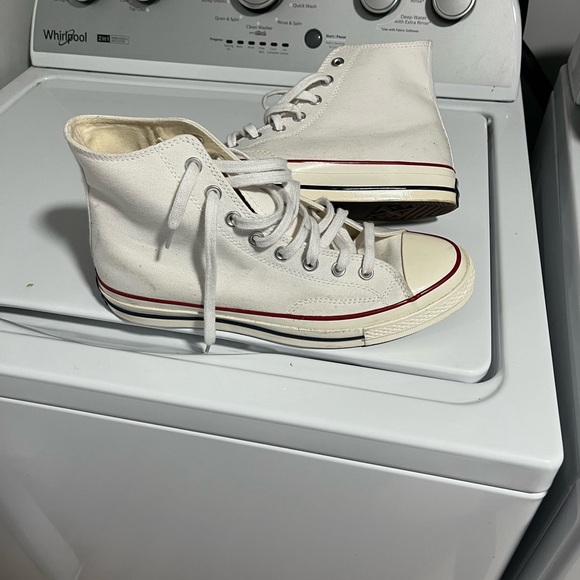 Converse Other - White High-Top Sneakers with Red Accents